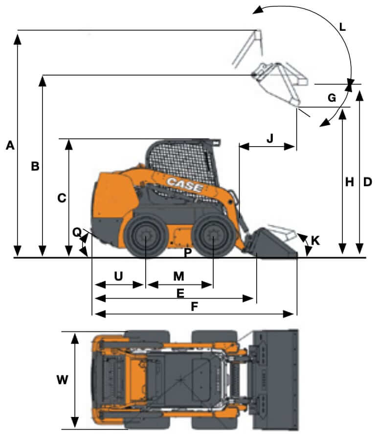 Габаритные размеры мини-погрузчика Case SV300B