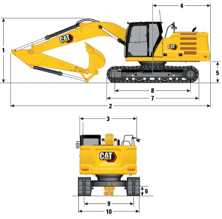 Габариты и размеры экскаватора CAT 320