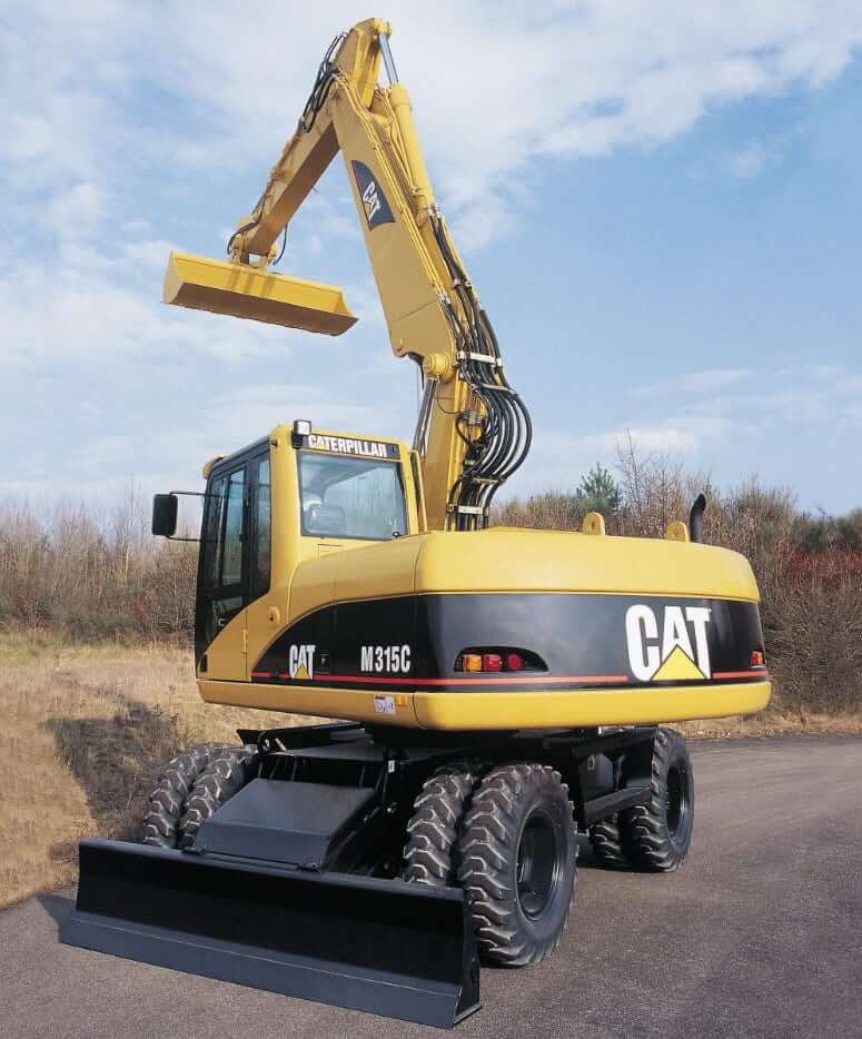 Размеры, вес и ТТХ колесного экскаватора CAT M315C