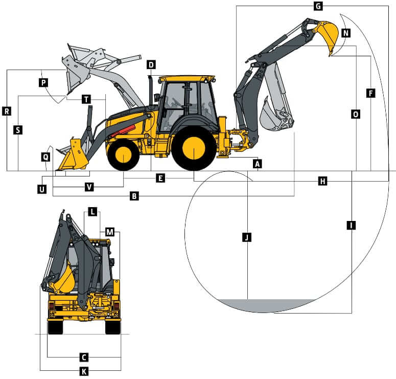 Вес и размеры экскаватора-погрузчика John Deere 315SL
