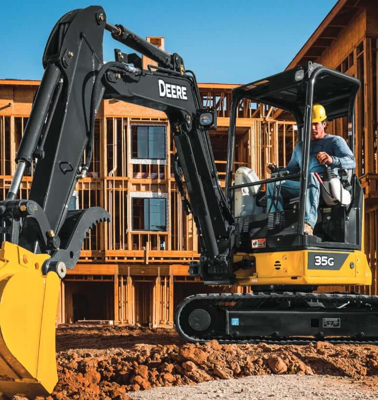 Размеры, вес и ТТХ мини-экскаватора John Deere 35G