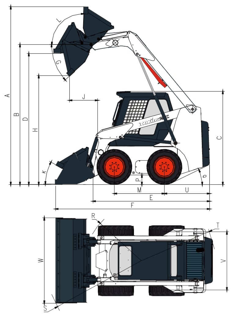 Размеры колесного мини-погрузчика Lonking 307